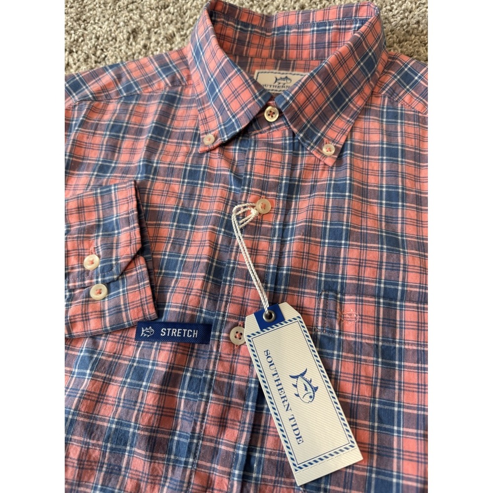 NEW Southern Tide Trim Fit Stretch Linen Cotton Spandex Light Coral‎ Mens Small